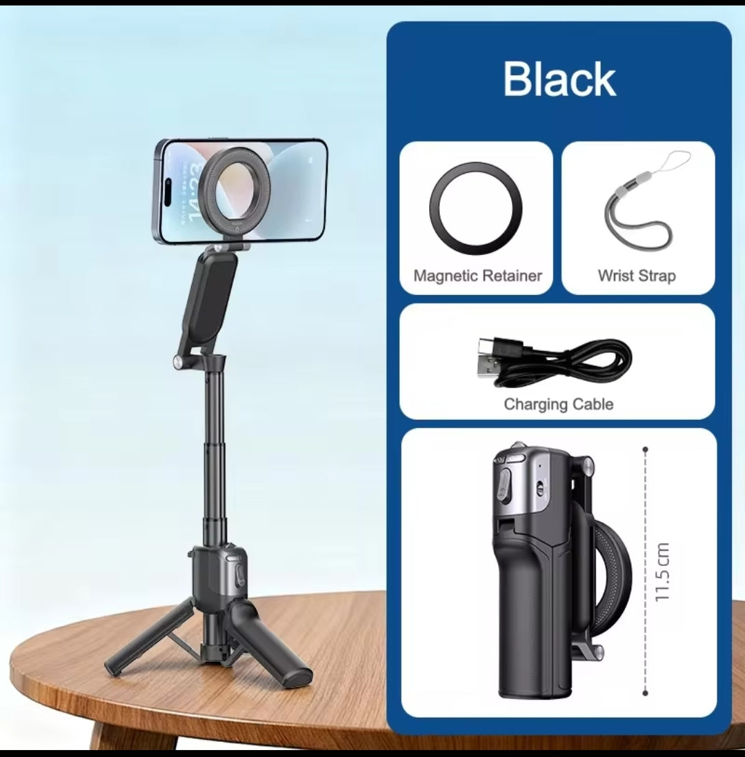Z3 Magnetic Selfie Stick Tripod with Zoom Remote Double Sided Magnetic Phone Stand Mini Desktop Holder for Vlog Photography